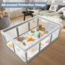 Baby Playpen with Mat 74" 50", Large Play Yards Indoor & Outdoor, Sturdy Safety Baby Play Pen with Soft Breathable Mesh, Toddlers Play Pen with Anti-Slip Base, Waterproof Mat Included