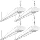 BBOUNDER 4 Pack Linkable LED Utility Shop Light, 4400 LM, Super Bright 6500K Cool Daylight, 4 FT, 48 Inch Integrated Fixture for Garage, 40W Equivalent 250W, Surface + Suspension Mount, White