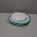 Pickmesh Round Pie Carrier 12 x 7 Inch Insulated Casserole Carriers with Lid and Detachable Handle for Hot or Cold Food Cake Transport Thanksgiving Christmas Gift(Cyan White Zigzag)