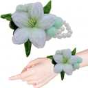 Hand Woven Flower, Hand-Knitted Wrist Flower, Crochet Flower Wristbands, Pipe Cleaners Craft,Hand Made Wristband Accessories, Artificial Flower Wrist Corsages for Brides Wedding, Prom