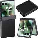 NINKI for Motorola Razr 2025 Ultra Case with Screen Protector,Hinge Protectve Cover for Motorazr 60Ultra Rugged Dropproof Ultra Slim Leather Case for Moto Razr 2025 Ultra Black