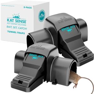 Kat Sense Covered Rat Trap & Chipmunk Trap, Prevents Accidental Triggering with Tunnel Design, Quick Action Pest Control Device, Indoor Outdoor Mouse Trap, Reusable Snap Style Rodent Control
