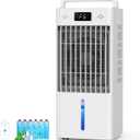 Portable Windowless Air Conditioners, 3-IN-1 Swamp Cooler, Evaporative Air Cooler, 6 Speeds & 3 Modes, 3-Gal Water Tank for Cooling, 20 FT/S Remote Control, Portable Air Cooler for Indoors