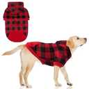 KOOLTAIL Plaid Dog Hoodie for Small Medium Large Dogs - Pet Clothes Sweater with Hat and Pocket for Cold Weather Winter, Warm Soft Dog Hooded Sweatshirt Coat Outfit for Puppy Cats Girls Boys Red XL