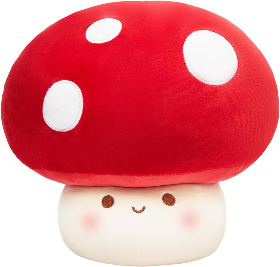 12-Inch Mushroom Pillow - Cute Mushroom Stuffed Animal Plush Toy Decorative Throw Pillows for Home Car Halloween Birthday Gift for Kids Adults (Red)