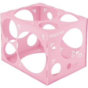 Worown 18 Holes Large Collapsible Pink Plastic Balloon Sizer Box, 1-12 Inch Balloons Sizer Cube, Balloon's Size Measurement Tools for Party Decorations