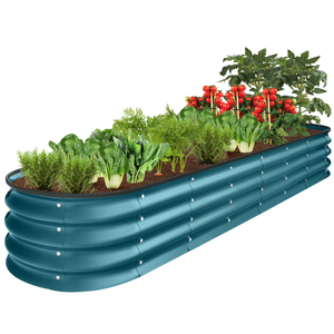 Plant & Plot Galvanized Raised Garden Beds Outdoor / / 8×4×1 ft Planter Raised Beds for Gardening, Vegetables, Flowers / / Large Metal Garden Box / / Patented Tool-Free Design (Turquoise)