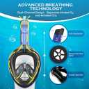 HD Full Face Snorkel Mask, Snorkeling Gear for Adults with 180 Anti-Fog HD View and Detachable Camera Mount, Anti-Leak Snorkel Mask Adult Youth (Large-X-Large, Transparent Blue)