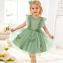 Baby Girl Dress Toddler Tulle Dress with Headwear for Birthday Pageant Wedding Flower 0-4T