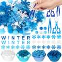 212 Pcs Winter Sensory Bin Items Hello Winter Snowflake Counting Sorting Sensory Bin Filler Fine Motor Toys Snowflake Counts Winter Xmas Counting Toys for Preschool Education Activities