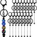 28 Pcs Beadable Keychain Bars - Keychain Making Kit Bulk - Metal Beaded Keychains for Crafting - Diy Key Chain Supplies - Blank Keychains Bars for Beads - Beadable Items (Black)