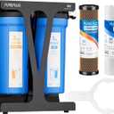 PUREPLUS RV Dual Stage Water Filter System, Includes Two Cartridges and Mounting Bracket, NSF/ANSI 42 Certified, Reduces Sediment, Heavy Metals, Chlorine and More, with Stainless Steel 3/4" Fittings