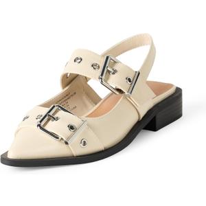 The Drop Women's Evie Moto Pointed Toe Flat (6.5, Cream) The Drop Women's Evie Moto Pointed Toe Flat (6.5, Cream)