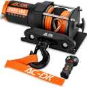 AC-DK 2500 Lb ATV/UTV Winch Synthetic Rope Kits, 12V Winch with Wireless Remote for Off Road Trailer Boat RV Towing Winches, Winch with Mounting Plate and Wired Remote