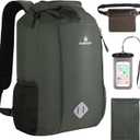 Dry Bag Backpack, 20L Dry Bags Waterproof with Waist Pouch and Phone Case,Roll top Dry bag for kayaking,Marine dry bag for Kayaking,Beach, Rafting, Boating, Hiking, Camping and Fishing (Green)