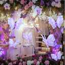 Geelin 4 Pcs Large Purple Butterfly Decorations Mariposas Grandes para Decoracion Big Butterfly Party Decor 20 Inch 12 Inch 3D Silk Butterflies for Baby Shower Women Birthday Party Wedding Decor