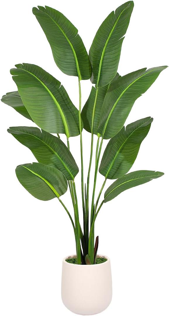 Bird of Paradise Artificial Plant, 5ft Tall Faux Plant Indoor with 10 Trunks, Large Fake Plants Perfect Indoor Artificial Tree for Home Living Room, Office Decor