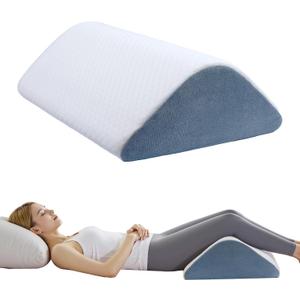 Knee Wedge Pillow, 8" Knee Pillow for Back Sleeping Leg Elevation Leg Pillow, Triangle Pillow for Legs Post Surgery, Knee Support, Hip Back Pain Relief