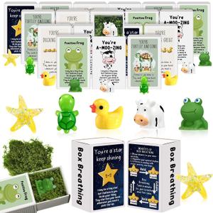 Cinnvoice 100 Set Bulk End of Year Student Gifts from Teacher Graduation Employee Appreciation Gifts Emotional Support Cute Resin Ornaments Positive Desk Pets with Mini Card Box