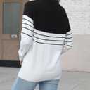 CiCiBird Womens Fall 2025 Color Block Sweater Striped Long Sleeve Knit Pullover Tops Loose Crew Neck Sweaters (M)