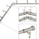 Brushed Nickel Corner Window Curtain Rods with Aluminum End Cap Finials and Brackets,1 Inch Diameter Bay Window Curtain Rods,2 Sided 36-72 Inch Adjustable Drapery Rod
