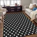 Area Rug Non-Slip Floor Mat Black and White Seamless Polka dot Pattern Indoor/Outdoor Living Room Kids Room Bedroom Carpet Runner, 47x63in