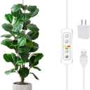 Plant Grow Light,yadoker LED Growing Light Full Spectrum for Indoor Plants,Height Adjustable, Automatic Timer, 5V Low Safe Voltage,Idea for Large Plant Light (1 Pack, Bamboo)