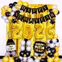 New Years Decorations 2026 Kit, Happy New Years Eve Party Supplies 2026, New Year Balloon Party Set with 2026 Foil Balloons, Happy-New-Year Banner, Fringe Curtain for 2026-New-Year Decoration