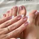 3 x EBANKU Semi Cured Gel Toenail Strips, UV Nail Stickers for Toes, French Sheer Jelly Nude Pink Long-Lasting Manicure Strips With Nail File & Stick, Works With UV Lamps