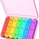 Daviky Daily Pill Box Organizer - 7 Day Pill Box with 3 Compartments, Holds Vitamins and Medication (1 Count (Pack of 1), Pink)