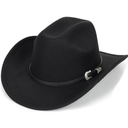 Classic Black Western Felt Roll Up Brim Cowboy and Cowgirl Hat for Women and Men - Decoration with Western Belt Bukle