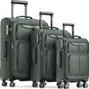SHOWKOO Luggage Sets 3 Piece Softside Expandable Lightweight Durable Suitcase Sets Double Spinner Wheels TSA Lock Armygreen (20in/24in/28in)