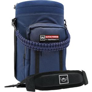NATURE PIONEOR Water Bottle Holder with Adjustable Strap - Half/One Gallon (64/128oz) Insulated Water Bottle Sling Carrier with Phone Pocket & Paracord Handle, Outdoor Camping, Hiking, Gym (Navy)