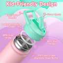 baab 18oz Kids Insulated Water Bottle 18/8 Stainless Steel Straw Cup  | BPA-Free, DIY Stickers, Leakproof & Spillproof, Easy to Clean & Carry, Gift for Boy Girl Youth, for School Sport Travel