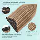 Benehair 6 PCS Clip in Short Hair Extensions 100% Real Human Hair Seamless & Invisible for Women Instant Volume Highlight Length for Daily Use 12" Medium Brown&Dark Blonde