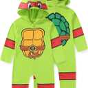 Nickelodeon Teenage Mutant Ninja Turtles Raphael Boys Cosplay Hooded Coverall for Toddler and Big Kids (2T)