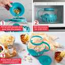 Ecolution Patented Micro-Pop Microwave Popcorn Popper with Temperature Safe Glass, 3-in-1 Lid Measures Kernels and Melts Butter, Made Without BPA, Dishwasher Safe, 3-Quart, Teal
