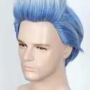 Linfairy Anime Short Layered Cosplay Wig Halloween Costume Blue Silver Hair Party Wigs