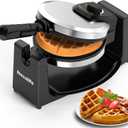 Waffle Maker, Rotating Belgian Waffle Maker, 180° Flip Waffle Iron, Non-Stick Plate, Adjustable Browning Control, Foldable Cool Touch Handle, Removable Drip Tray, Space Saving Storage, Stainless Steel