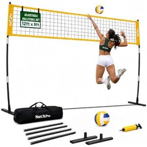 NetXPro Volleyball Net for Backyard – 12ft Outdoor Volleyball Net with Fibreglass Poles, Alloy Base & Carry Bag | Portable Volleyball Net Set with Ball & Pump | Adjustable Height for Men & Women