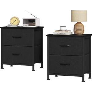 Sweetcrispy Nightstands Set of 2 with 2 Storage Drawer, Small Bedside Table, 11.8"D x 18"W x 20"H , 2 Pack