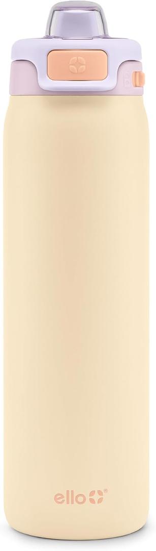 Ello Pop & Fill 22oz Stainless Steel Water Bottle with Quick Fill Technology, Double Walled and Vacuum Insulated Metal, Leak Proof Locking Lid, Sip and Chug, Reusable, BPA Free, Pastel Paradise