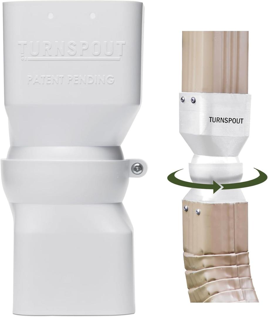 Directional Downspout Connector, 2.6 x 2.6", 360-Degree Rotation, Adjustable Angle (White)
