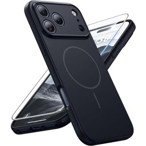 FNTCASE for iPhone 17 Pro Case: [Compatible with Magsafe] Solid Matte 17 Pro Cases Black with [Screen Protector] [Full Camera Protection] Military Grade Shockproof Protective Phone Cover, 6.3 inch