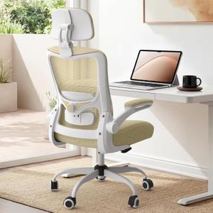 Ergonomic Office Chair for Long Hours, Adjustable Padded Lumbar Support for Lower Back Relief, 330 lb Capacity, Comfortable Computer Desk Chair for Home Office, Work & Study, Medium