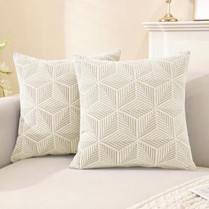 SYSLOON Decorative Throw Pillow Covers 18x18 Inch Set of 2,Pillow Covers for Couch Square Pillow Covers Home Decor Living Room Bed,Beige Yellow