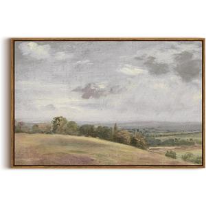 InSimSea Framed Canvas Wall Art Vintage Decor, Large Landscape Wall Art, Wild Field Painting, Rustic Modern Farmhouse Wall Decor for Living Room Bedroom, French Country Decorations, 20"x30"