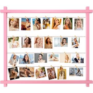 Photo Display Board,Collage Picture Frame With Clips,Graduation Decor, Wall Mount