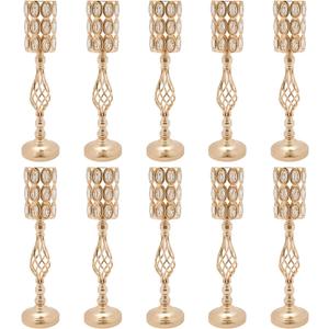 10PCS Gold Flower Vases Table Decorations, 24Inch Wedding Flower Vases Stand Set, Metal Trumpet Tall Vase for Event Restaurant Hotel Party Centerpieces, Vintage Style