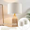 Lampshades Set of 2, Natural Linen Drum Lampshades, 10.24" Top x 10.24" Bottom x 7.48" High, Lamp Shades Replacement for Table and Floor Lamps, Easy Assembly Required(COLOR:White)